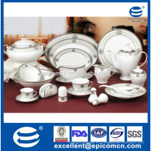 Platos de porcelana de diseño de plata real de porcelana platos de porcelana ovalados